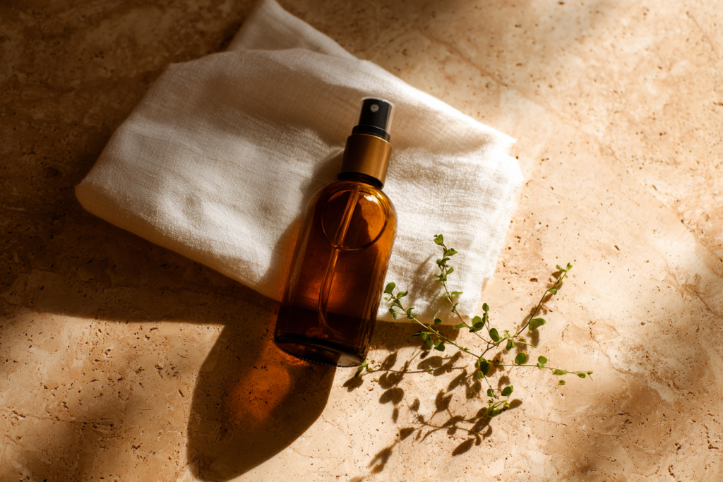 Sacred Space Cleaning products arranged as a flat lay — eco-conscious premium cleaning