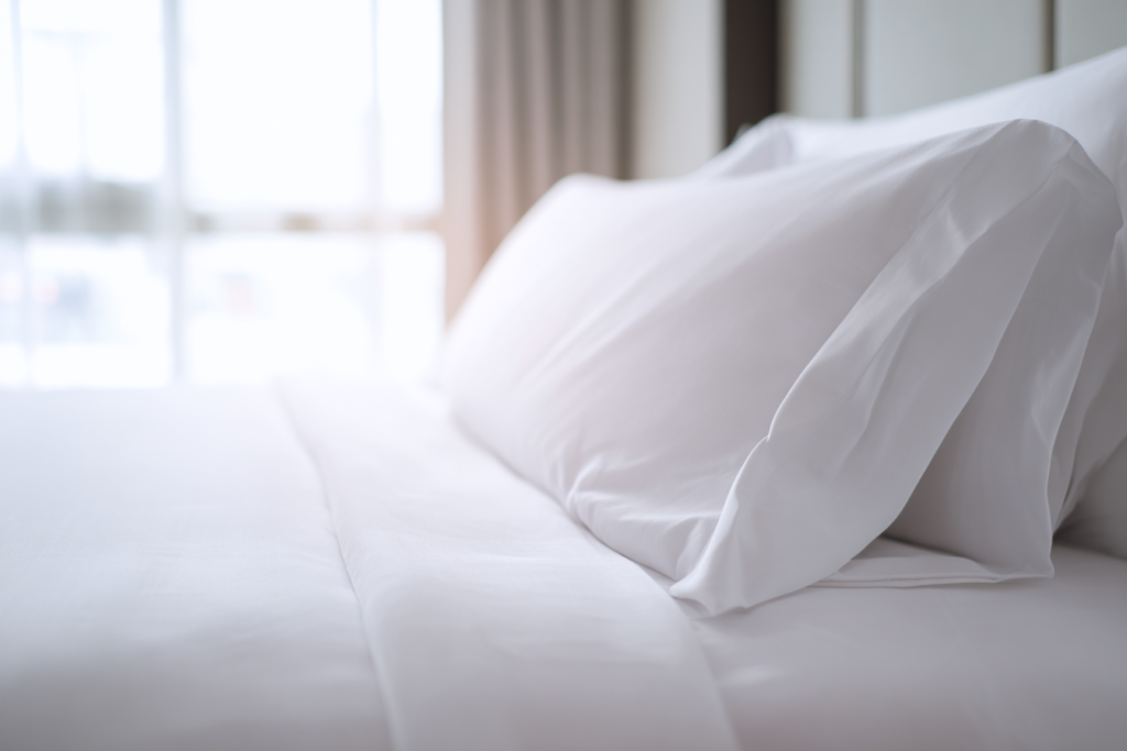 Freshly made holiday rental bed with premium linen — Sacred Space housekeeping service