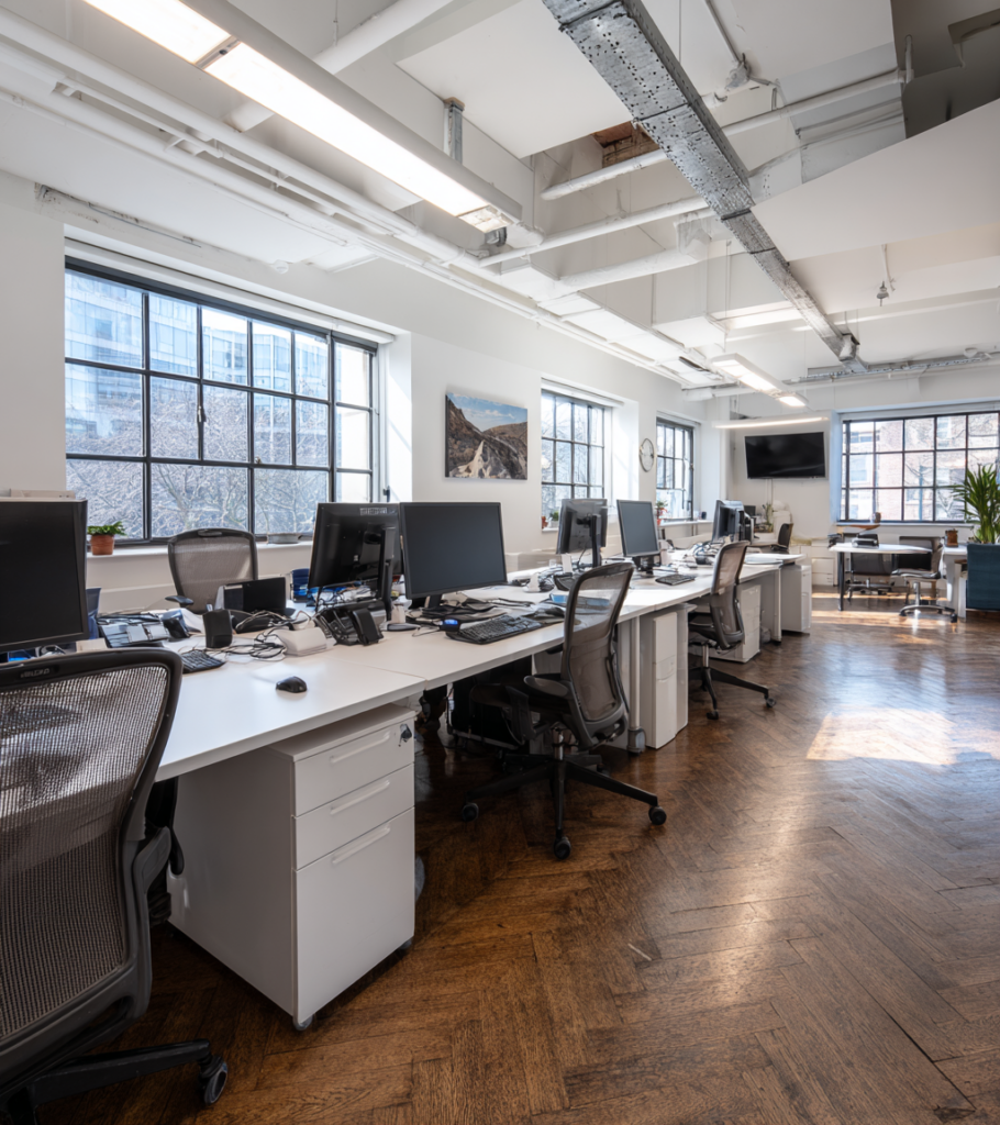 Spotless, organised office space cleaned by Sacred Space commercial cleaning service